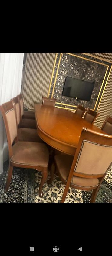 stol stul tap az: Qonaq otağı üçün, İşlənmiş, Açılan, Oval masa, 8 stul — 1