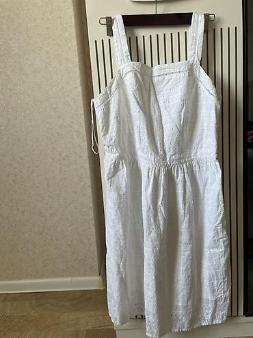 boyuk bədən donlar: Ağ rəngli, Broderie Anglaise naxışlı yay donu - Model: qalın çiyin — 2