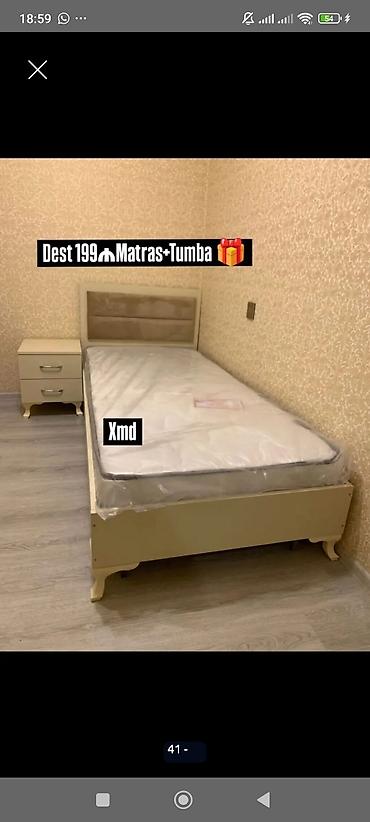 tumbucka: Yataq dəsti – tək nəfərlik - Komplekt: çarpayı + matras + tumbə - — 1