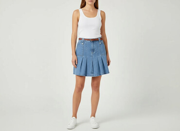 spódnice pepitka rozkloszowane: Women`s skirt, size M