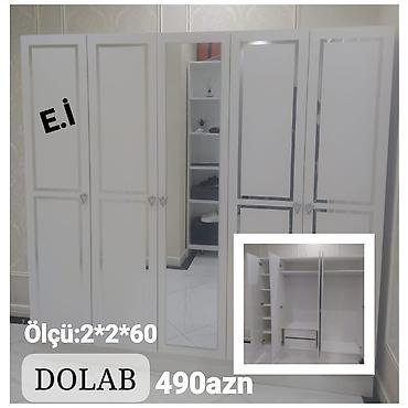 yazi formalari: Ağ rəngli 5 qapılı geyim dolabı. Ön hissədə tam ölçülü güzgü paneli — 1