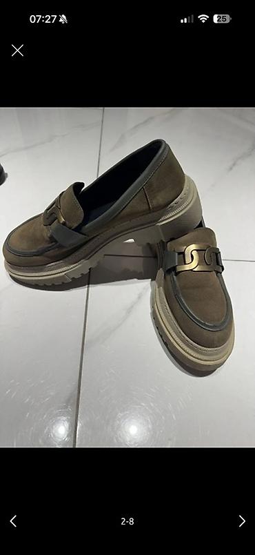 Qadın loaferləri – qalın platformalı - Rəng: zeytun-yaşıl/xaKi