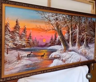 Şəkillər, tablolar: Əl işi yağlı boya tabloları - Mövzular: - Təbiət mənzərələri: çay — 13