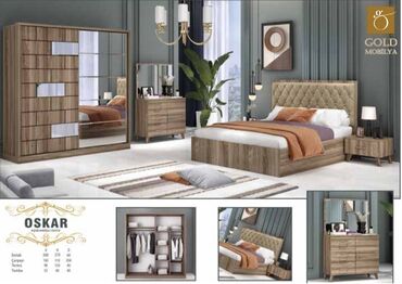 деревянные спальни: Двуспальная кровать, Шкаф, Трюмо, 2 тумбы, Новый