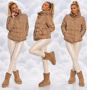 ugg: Ženska kratka zimska jakna – bež/karamel nijansa - Krojen puffer — 2