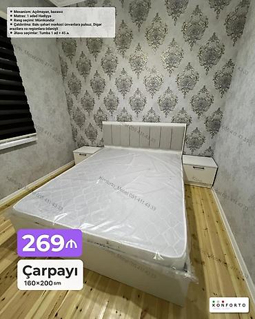 Çarpayı – 160×200 sm - Mexanizm: açılmayan, bazasız - Komplekt: 1