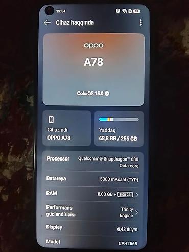 ses guclendirici kalonkalar: Oppo A78, 256 GB, rəng - Mavi — 3