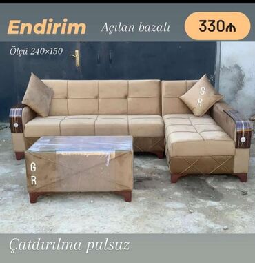 Sifarişlə divanlar: Künc divan, Qonaq otağı üçün, Parça, Bazalı, Açılan — 7