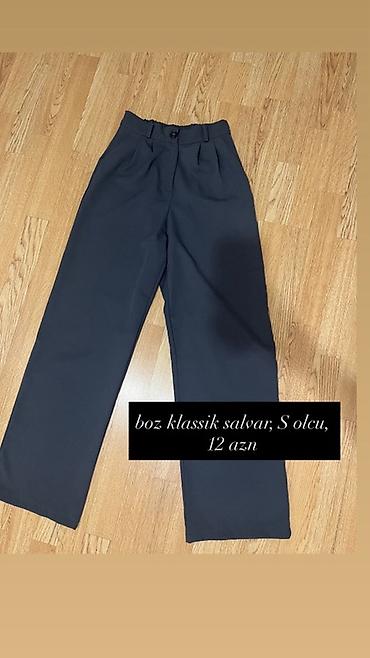 Boz rəngli klassik şalvar - Ölçü: S - Model: yüksək bel, düyməli və lalafo.az -da Boz rəngli klassik şalvar - Ölçü: S - Model: yüksək bel, düyməli və