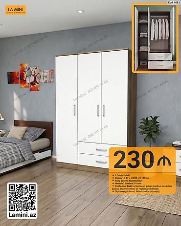 Mebel: Məhsul: 3 qapılı dolab (Kod: 1083) - Ölçülər: Dərinlik 47 sm × — 1