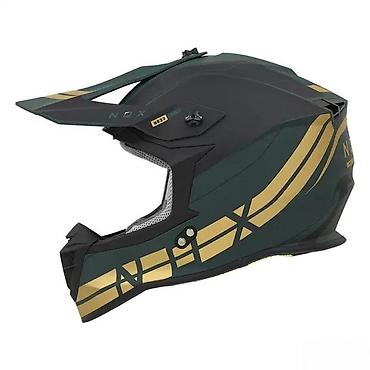 mon torbe: NOX off-road motocross kaciga u tamno zelenoj boji sa zlatnim — 1