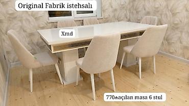 Original fabrik istehsalı yemək dəsti - Açıla bilən masa və 6 stuldan