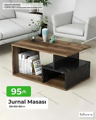 Jurnal masası – 50×50×90 sm ölçü - Material: 18 mm laminat - Rəng
