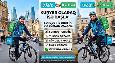wolt курьер: ✅ Wolt və ya Bolt şirkətləri üçün kuryerlər tələb olunur ⏲️Sərbəst iş — 1