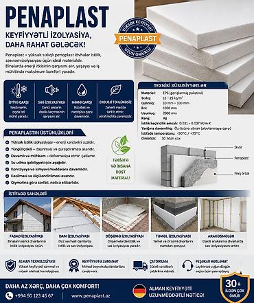 Penaplast – yüksək sıxlıqlı EPS (genişlənmiş polistirol) istilik və at lalafo.az — 2 Penaplast – yüksək sıxlıqlı EPS (genişlənmiş polistirol) istilik və — 2