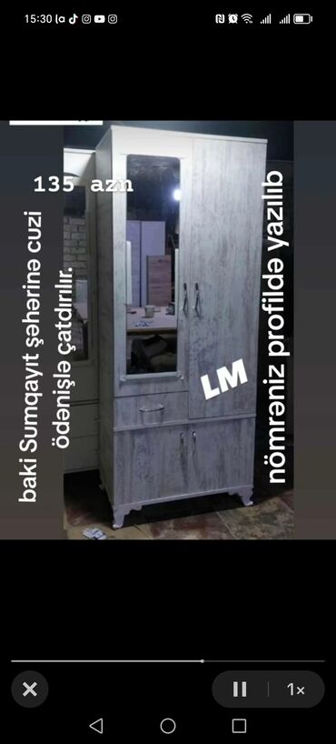 Dolablar: Açılan, 2 qapılı Düz dolab, Qarderob, paltar dolabı — 5