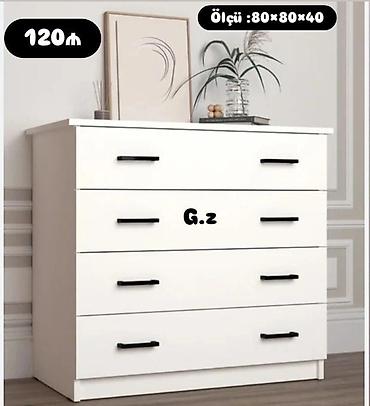 Komodlar: Ağ rəngli 4 çekmeceli komod. Ölçü: 80×80×40 sm — 1