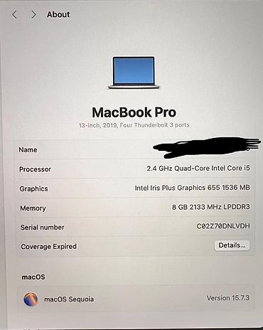 macbook air m4: Apple MacBook Pro 13" (2019, 4 Thunderbolt 3 portlu) Texniki — 4