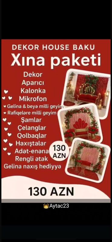 Mebel xidmətləri: Tədbirlərin təşkili | Tədbirlərin bəzədilməsi