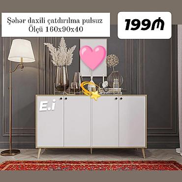 Komodlar: Ağ rəngdə, minimalist dizaynlı 4 qapılı komod/bufet. Təmiz xətləri və — 1