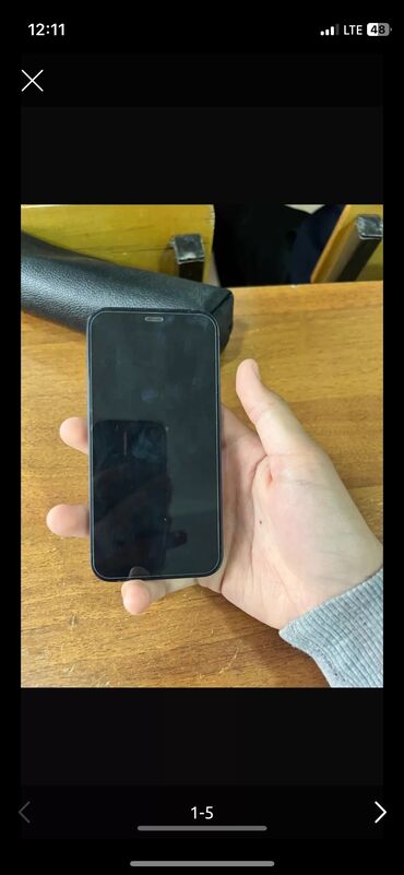 телефон 13 про макс: IPhone 12 mini, Б/у, 128 ГБ, Черный, Защитное стекло, Чехол, 86 %
