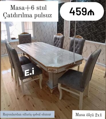 Uşaq və gənc otağı üçün dəstlər: Qonaq otağı üçün, Yeni, 6 stul