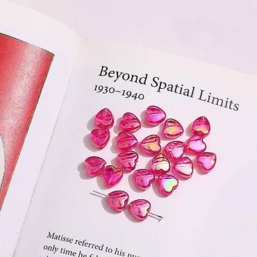 Другие товары для детей: Бусины акриловые в виде сердечка с перламутром, размер сердца 7 мм х — 7