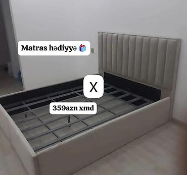 İki nəfərlik yumşaq başlıqla taxta çarpayı karkası - Ölçü: “X” ölçülü