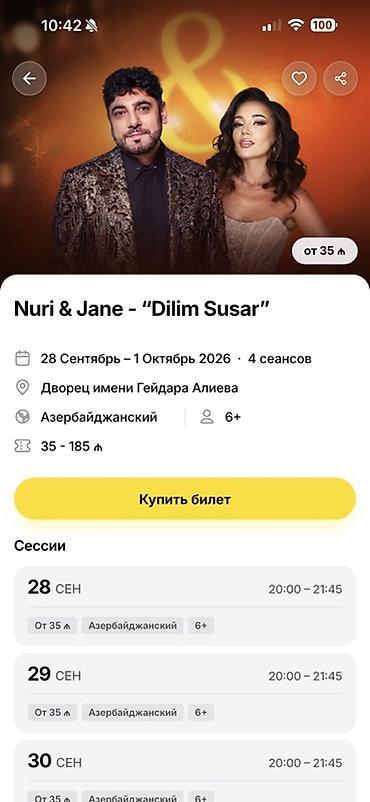Musiqiçilər: Nuri & Jane – “Dilim Susar” canlı konserti - Tarixlər: 30 — 1