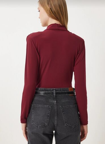 Köynək və bluzalar: Qadın bluzu – tünd narıncı/qırmızı (burgundy) rəngdə, uzunqollu, öndən -da lalafo.az — 5 Köynək və bluzalar: Qadın bluzu – tünd narıncı/qırmızı (burgundy) rəngdə, uzunqollu, öndən — 5