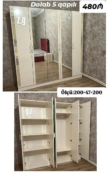 - Məhsul: 5 qapılı dolab - Qiymət: 480 ₼ - Ölçü: 200 × 47 × 200 sm