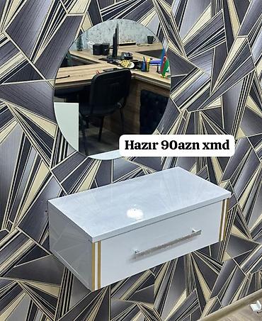 güzgülü mebel dəsti: Dairəvi güzgü və divara montaj olunan asma tumbadan ibarət dəst. - — 2