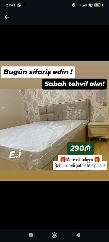 Yataq dəsti – müasir dizaynlı taxta çarpayı başlığı və komplekt