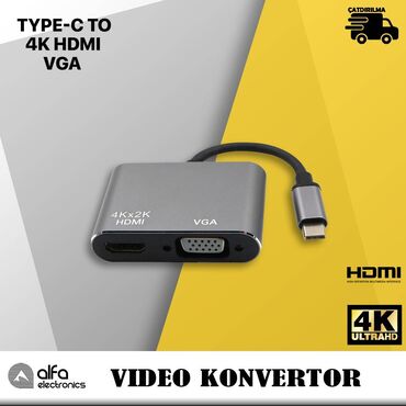 hdmi v Azərbaycan | Kabellər və adapterlər: Type-C to HDMİ VGA Converter Type-c to usb Hub Giriş: Type-C Port 1
