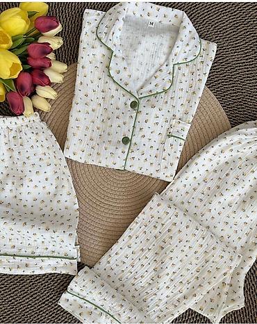 Комплекты: Ваши любимые-МУСЛИНОВЫЕ🤍 M L XL(рукава длинные) 🍒легкие 🍒дышащие — 15