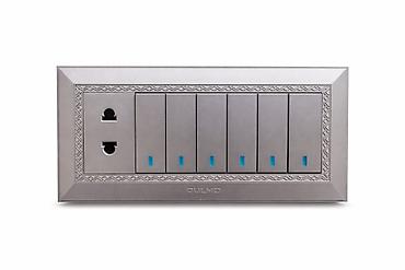 knopka: Aulmo divar paneli – 1 universal rozetka + 6 düyməli işıq açarı — 1
