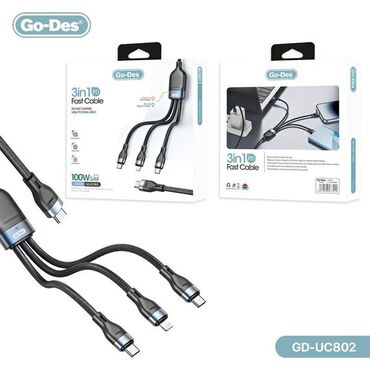 Digər: Kabel Çox Portlu Go-Des 3in1 Type-C Lightning Sürətli və səmərəli