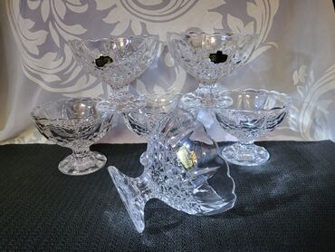 Čaše: Case nove kristal Zajecar za poslastice iz 70ih. Case kristal,za — 3