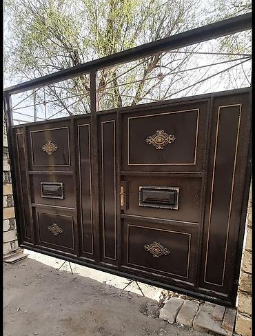 demir qapi bezekleri: Metal darvaza – ikiqanadlı - Material: qalın metal/profil karkas — 1