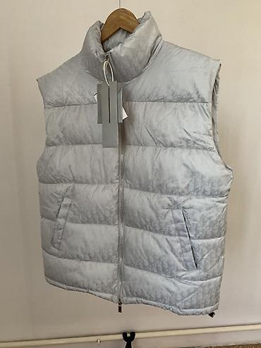 nike tech flece: Пуховая жилетка без рукавов, Диор на 2хл Новая светло‑серая с — 1