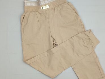 srebrne legginsy: Spodnie materiałowe damskie, Cream, rozmiar S