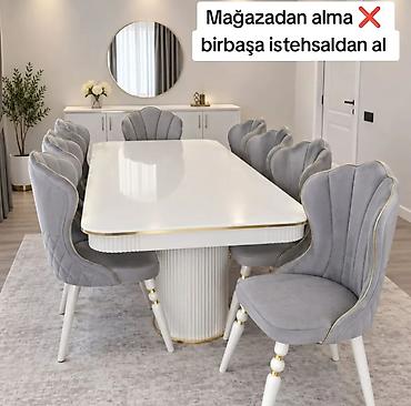 Qonaq otağı üçün, Yeni, Açılmayan, Dördbucaq masa, 8 stul