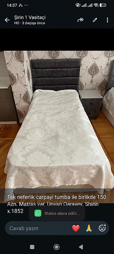 Tek neferlik carpayi tumba ile birlikde 150 Azn. Matras var. Unvan