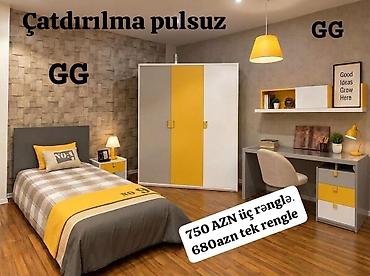 Gənc otağı mebel dəsti - Komplet: tək nəfərlik çarpayı üçün başlıq