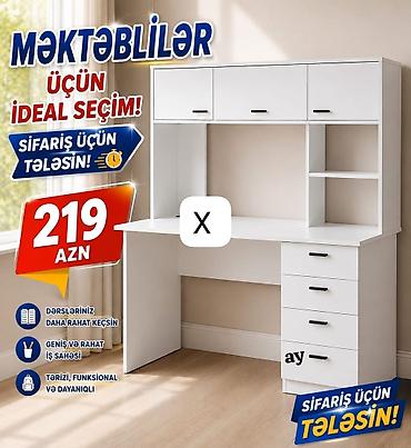 Məktəblilər üçün ideal seçim – üst dolablı iş masası Xüsusiyyətlər: -
