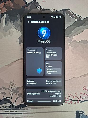 pupg mobile: Honor X7d, 256 GB, rəng - Qara, Barmaq izi — 5