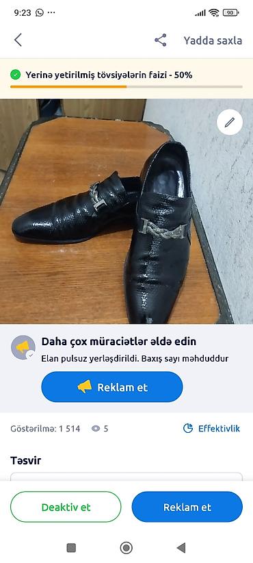 Ayaqqabılar: Kişilər üçün klassik dəri mokasin tipli ayaqqabı. - Rəng: qara, parlaq — 1