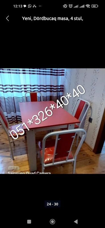Masa və oturacaq dəstləri: Mətbəx üçün, Yeni, Açılmayan, Dördbucaq masa, 4 stul -da lalafo.az — 17 Masa və oturacaq dəstləri: Mətbəx üçün, Yeni, Açılmayan, Dördbucaq masa, 4 stul — 17