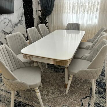 Sifarişlə masa və oturacaq dəstləri: Dördbucaq masa, Qonaq otağı üçün, 6 nəfər, Açılmayan, Azərbaycan — 2