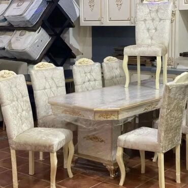 Masa və oturacaq dəstləri: Qonaq otağı üçün, Yeni, Açılmayan, Dördbucaq masa, 6 stul -da lalafo.az — 6 Masa və oturacaq dəstləri: Qonaq otağı üçün, Yeni, Açılmayan, Dördbucaq masa, 6 stul — 6